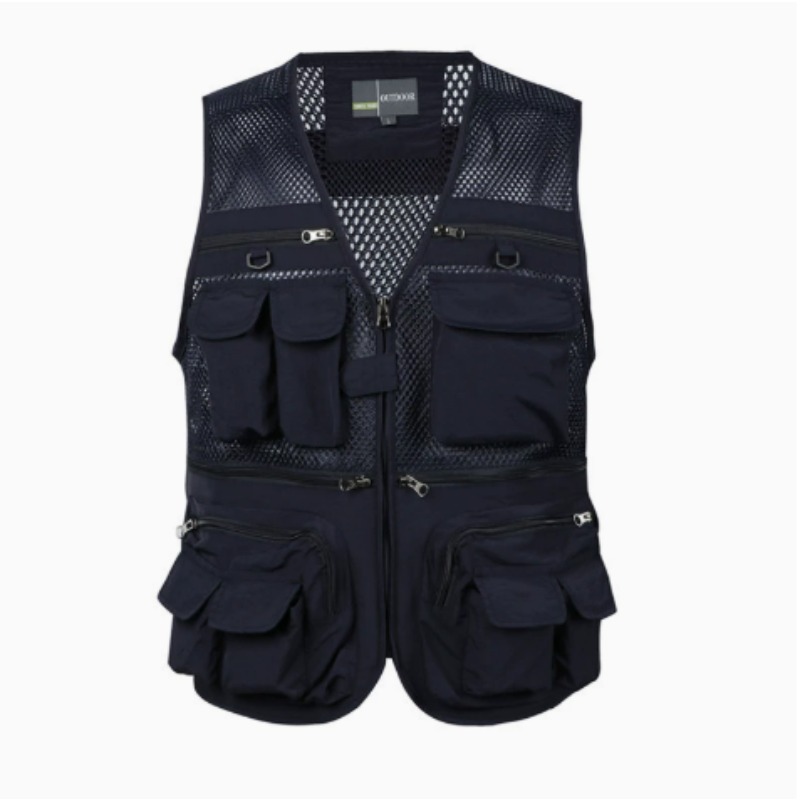 Fishing Vest Jacket - Męska kamizelka wędkarska na lato, jednokolorowa,